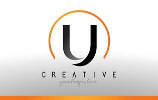 U Letter Logo Design with Black Orange Color. Cool Modern Icon Template. vector