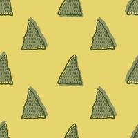 seamless hand draw christmas tree pattern on yellow background vector