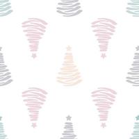 seamless simple pastel hand draw christmas tree pattern background vector