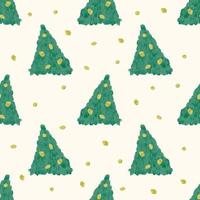 seamless hand draw christmas pattern background with green pine tree from oil colour vector