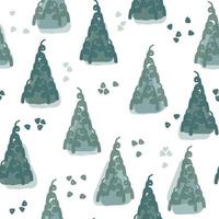 seamless  christmas festive pattern background with hand draw green pine tree vector
