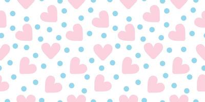 Polka Love Pink Seamless Pattern Blue Dots With White Background vector