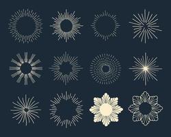 Sunburst elements collection vector