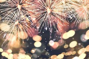 Abstract background. Fireworks circle blur. Colorful in celebration photo