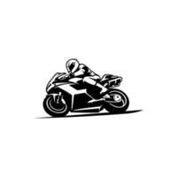 Vector de ilustración de carreras de motos de motociclista en fondo blanco
