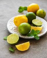Plate with lemons and limes