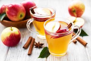 Apple cider  with cinnamon sticks photo