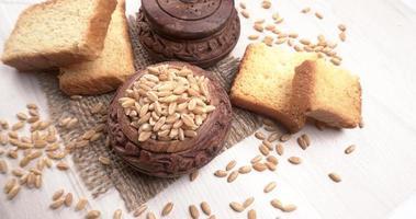 Crunchy Rusk or Toast for healthy life with wheat for breakfast. photo