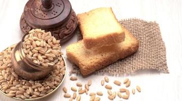 Crunchy Rusk or Toast for healthy life with wheat for breakfast. photo