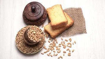 Crunchy Rusk or Toast for healthy life with wheat for breakfast. photo