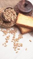 Crunchy Rusk or Toast for healthy life with wheat for breakfast. photo
