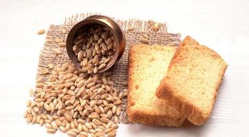 Crunchy Rusk or Toast for healthy life with wheat for breakfast. photo