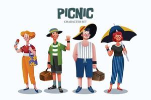 conjunto de caracteres de picnics vector
