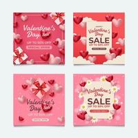 conjunto de redes sociales de venta del día de san valentín vector