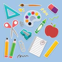 School Stationary Sticker Set vector