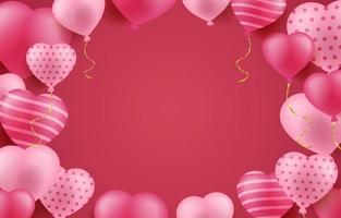 Luxury Valentine Background with Heart Balloons