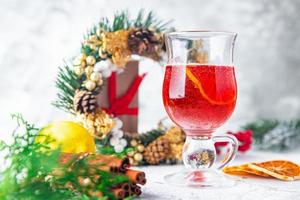 mulled wine sparkling holiday christmas cocktail party grog wine spices new year drink photo