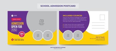 School Education Admission Postcard for Kids vector