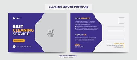 Cleaning Service Postcard Template. Creative Modern Cleaning Services Agency Postcard vector