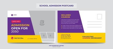School Education Admission Postcard for Kids vector