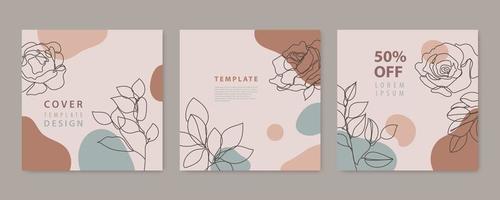 Vector set of nature, floral backgrounds, social media stories, posts feed layouts. Texture frame mockup. Use for beauty, jewelry, fashion, cosmetics, wedding, summer.