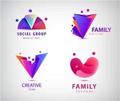 vector conjunto de hombres, grupo de personas, logotipos familiares. colección de logotipos de adopción infantil y fundaciones benéficas