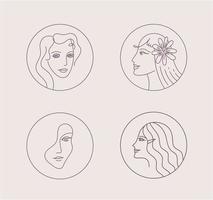 Vector line woman logo for business, social net profile. Beauty, health, personal hygiene, cosmetics. A female face. Use for beauty salon, health industry, makeup artist
