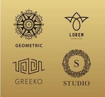 Vector set of abstract linear, monogram logos