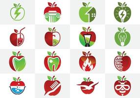 vector de diseño de plantilla de logotipo de Apple, emblema, concepto de diseño, símbolo creativo, conjunto de iconos