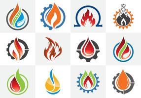 diseño de logotipo de llama. icono de fuego, símbolo de signo de industria de petróleo y gas vector