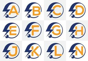 símbolo de signo de perno de iluminación de plantilla de logotipo de electricidad. conjunto de iconos vectoriales