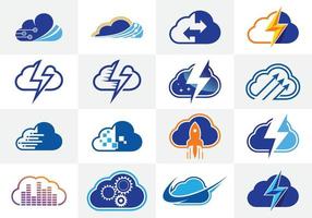 Creative Simple modern Cloud sign logo design template. Icon set vector