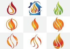 diseño de logotipo de llama. icono de fuego, símbolo de signo de industria de petróleo y gas vector