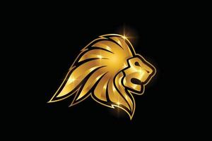 Gold color lion head logo design vector