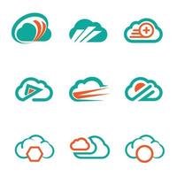 Business Cloud server professional logo set in orange in green vector