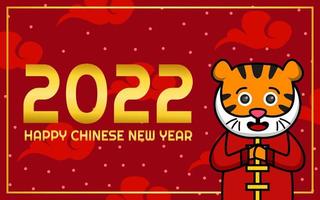 Diseño de saludo de año nuevo chino con decoración y color rojo. diseño del año del tigre vector