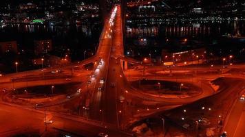 Aerial view of the night landscape with a view of the road. Vladivostok photo