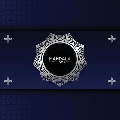 Luxury silver beautiful decorative mandala frame