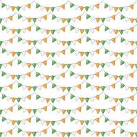 Festive irish triangular flags on a rope vector seamless pattern. St Patrick's Day ornament