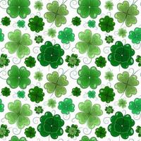 Clover seamless pattern. Shamrock digital paper. Cute bulky green clover leaves with sprout on a transparent background. vector
