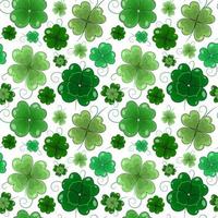 Clover seamless pattern. Shamrock digital paper. Cute bulky green clover leaves with sprout on a transparent background. vector