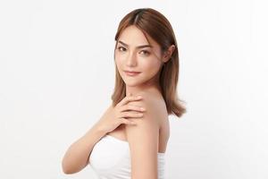 Beautiful young asian woman with clean fresh skin on white background, Face care, Facial treatment, Cosmetology, beauty and spa, Asian women portrait. photo