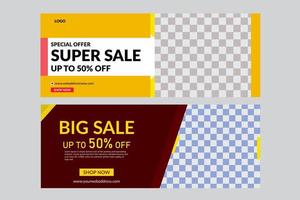 Flat sale banner website template Vector free vector