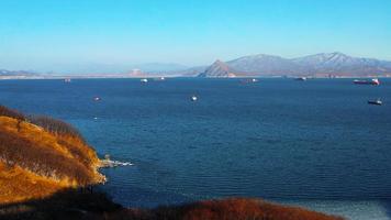 Aerial view of the seascape with a view of Nakhodka Bay photo