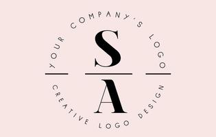 letras sa sa logotipo establecido como un sello o firma personal. icono de sa simple con patrón de nombre circular. vector