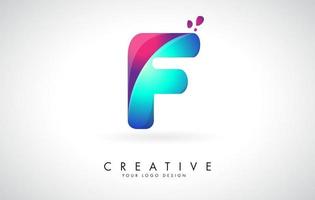 Diseño de logotipo creativo letra f azul y rosa con puntos. entretenimiento corporativo amigable, medios, tecnología, diseño de vectores de negocios digitales con gotas.