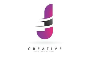 J Letter Logo with Pink and Grey Colorblock Design and Creative Cut. vector