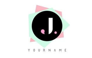 J Geometric Shapes Logo Design with Pastel Colors. vector