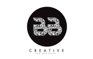 Stylized Sketched BB Letters with white lines pattern design logo. Connections Effect Vector Illustration.