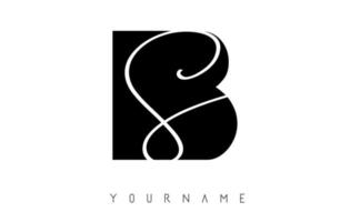 BS B S Black and Silver Letters Logo with a geometric design. Icon with two different fonts. vector